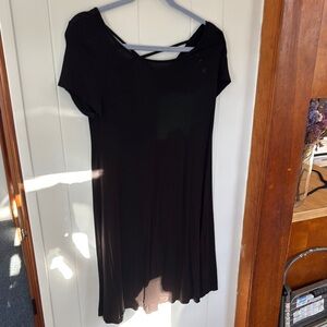 Chic Black Dress with Cross Back Detail